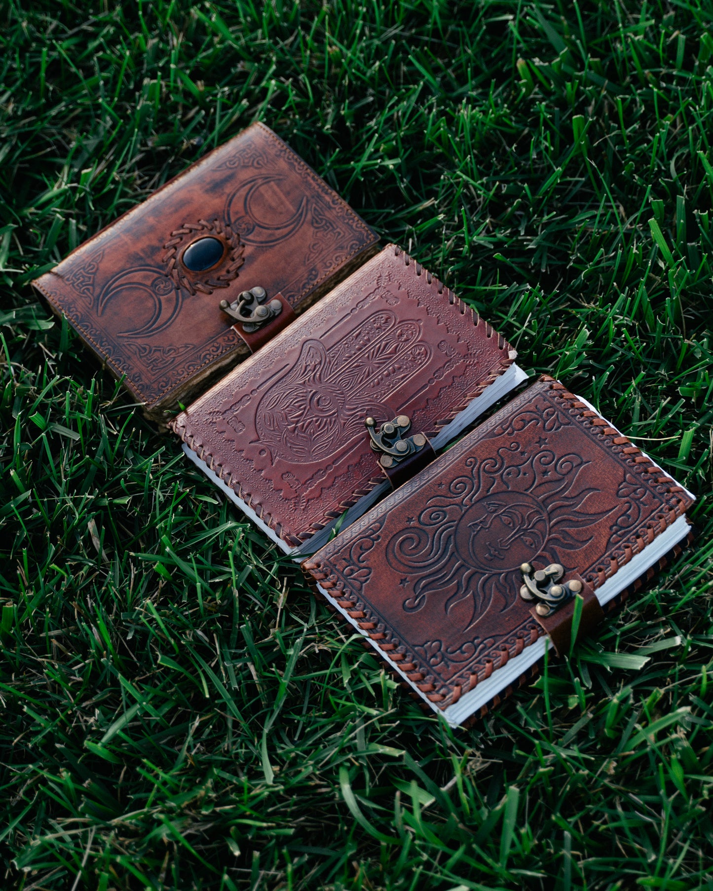 Leather Handmade Sun & Moon Journal/Grimoire