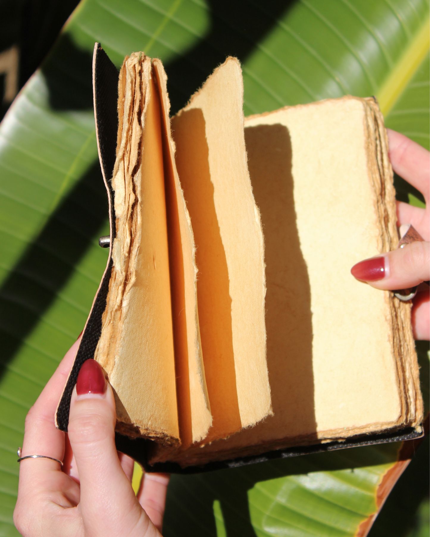 Handmade Black Obsidian Moon Leather Journal