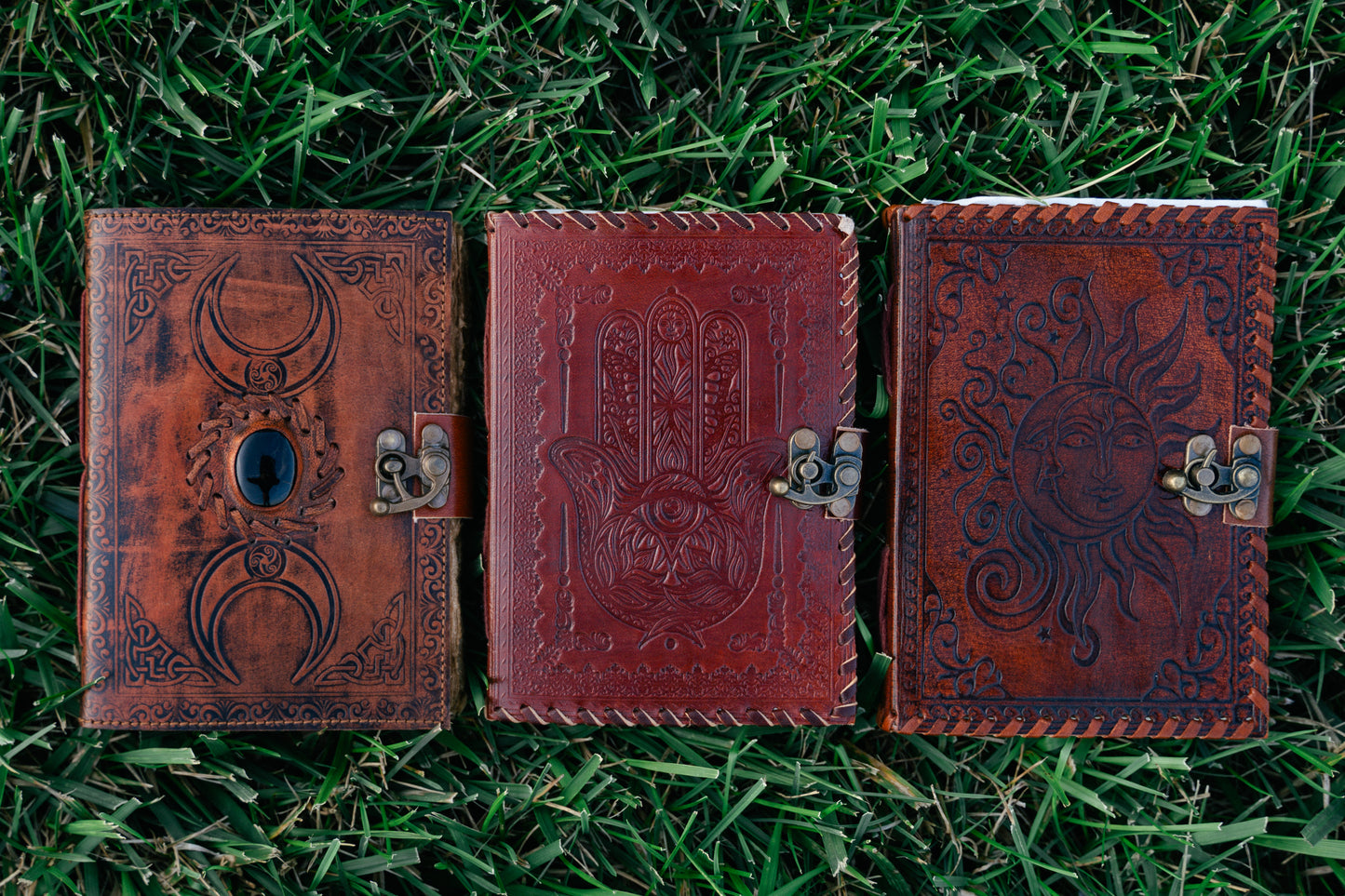 Leather Handmade Sun & Moon Journal/Grimoire