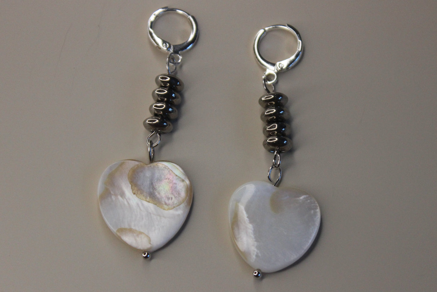 (E2) Handmade Heart Earrings w Sterling Huggie Hoops