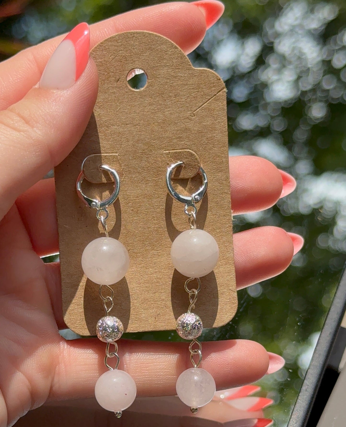 Rose Quartz Sterling Silver Earrings