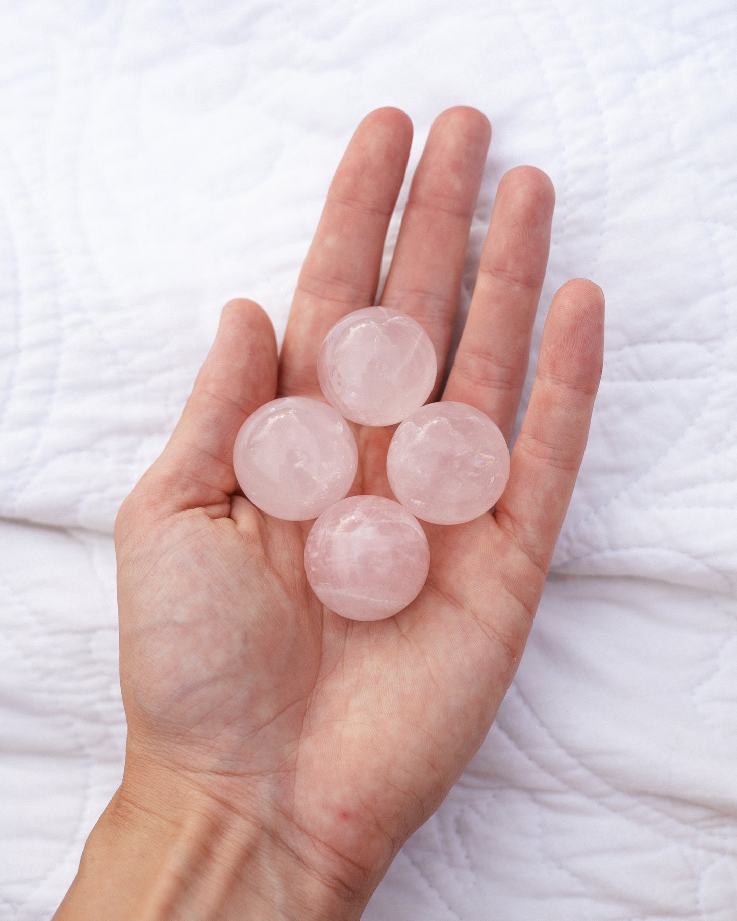 High-Quality Rose Quartz Crystal Spheres (LOVELOVELOVE) 20-30g 1”