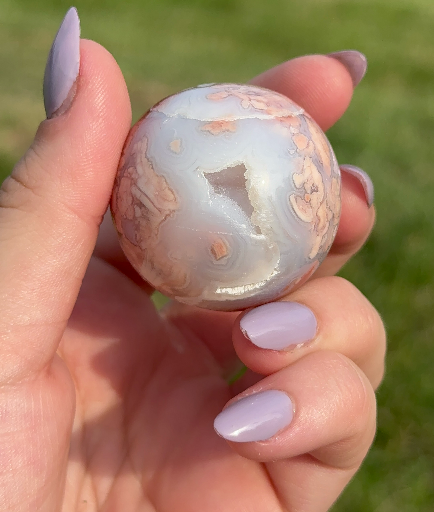 Pink Agate Sphere (unconditional love) (F) 77g