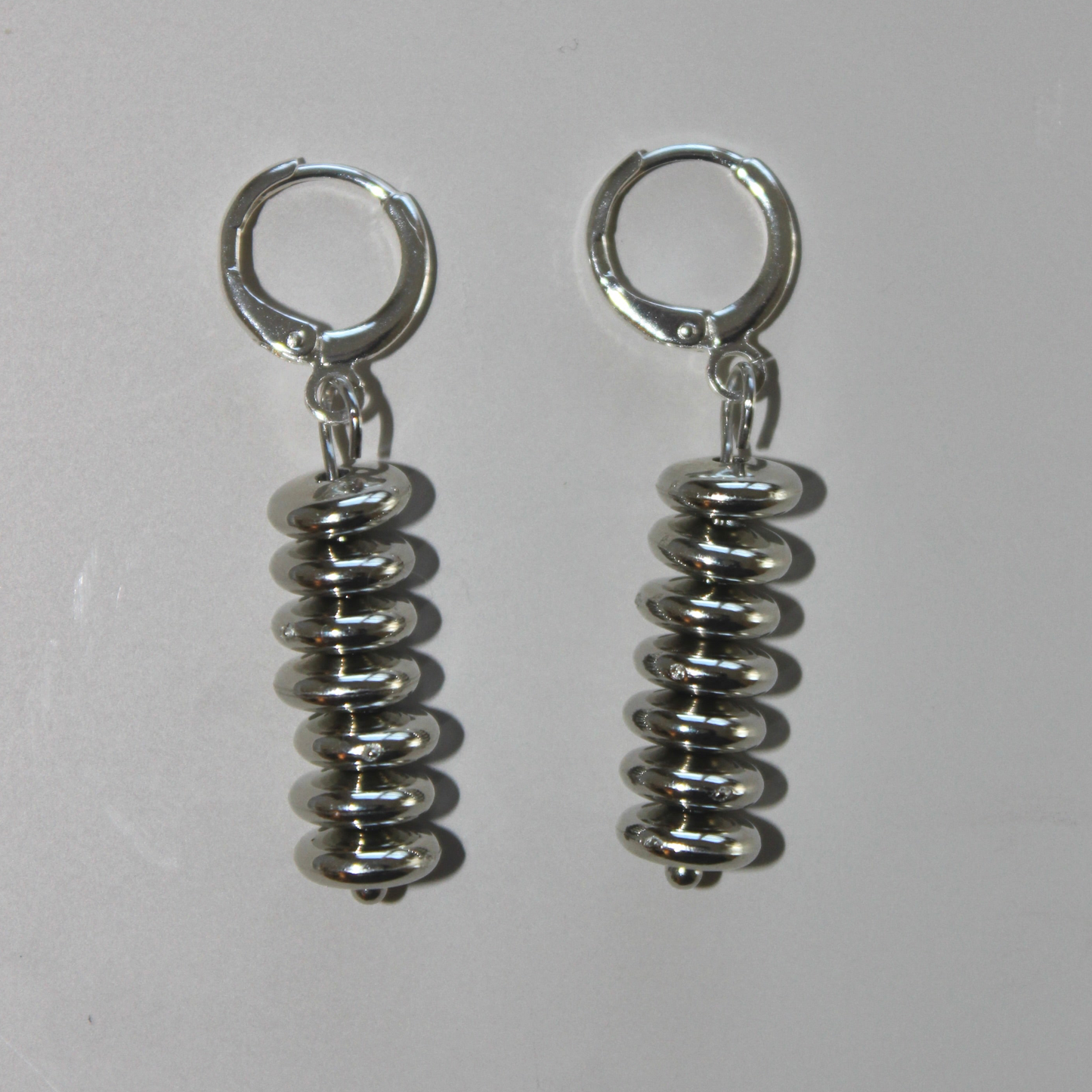 (E9) Handmade Silver Earrings w Huggie Hoops