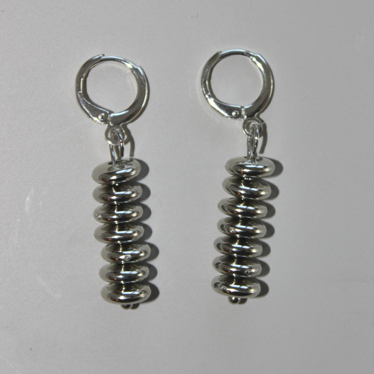 (E9) Handmade Silver Earrings w Huggie Hoops