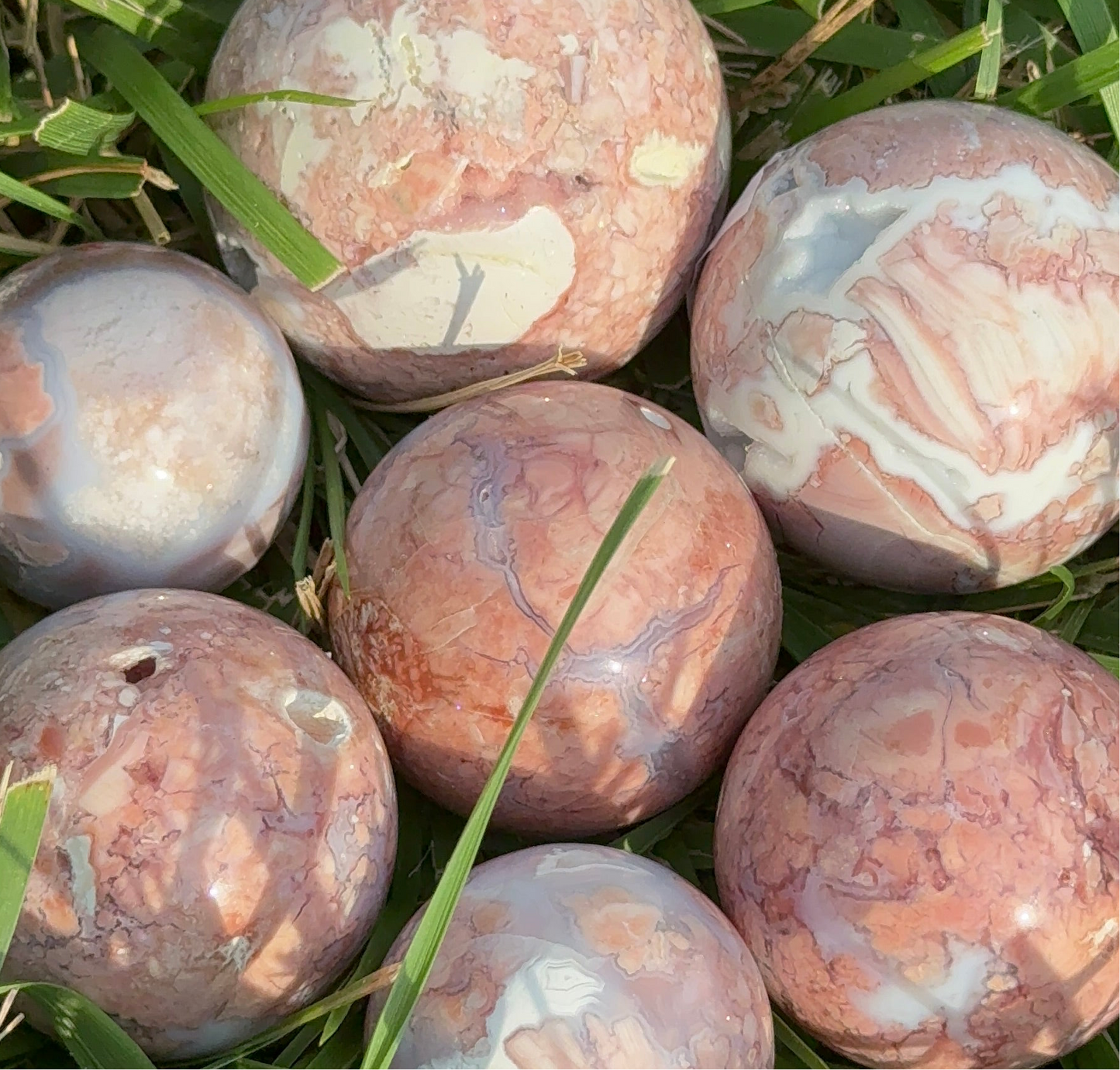 Pink Agate Sphere (unconditional love) (F) 77g