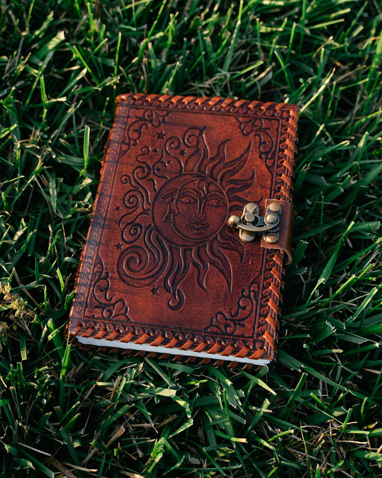 Leather Handmade Sun & Moon Journal/Grimoire