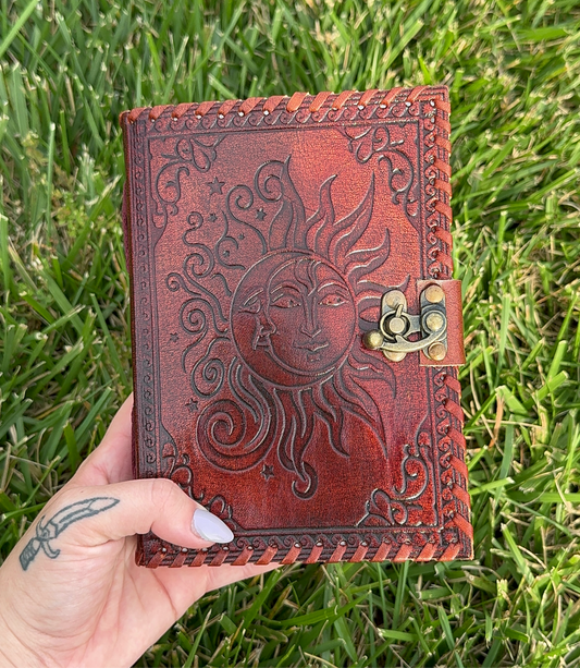 Leather Handmade Sun & Moon Journal/Grimoire