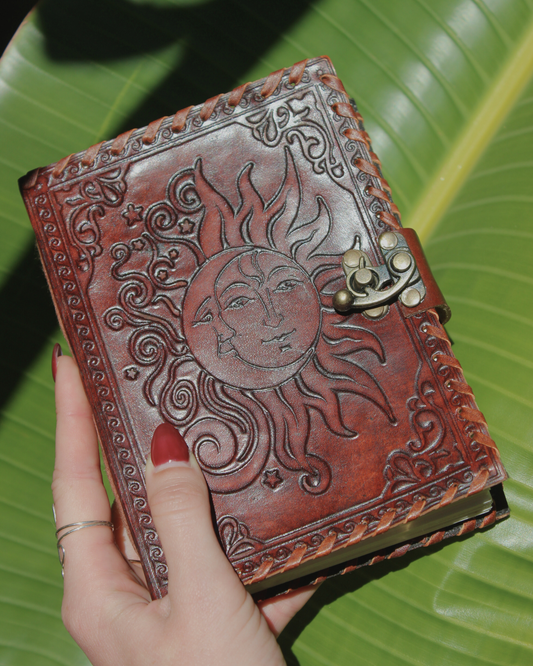 Handmade Sun & Moon Leather Journal