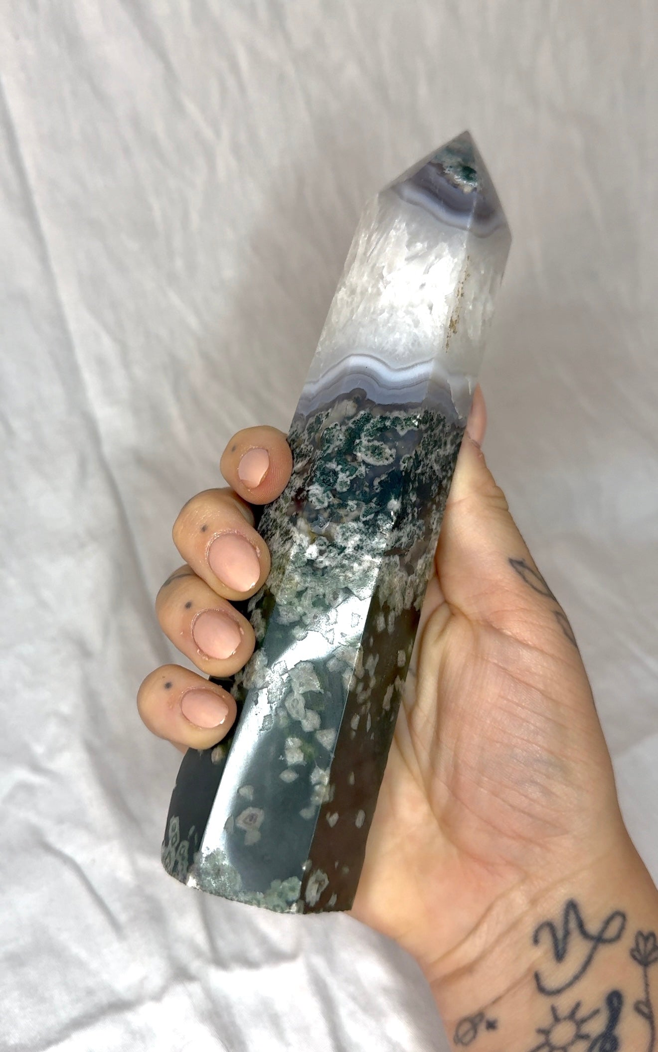 Moss Agate Tower (E) Large