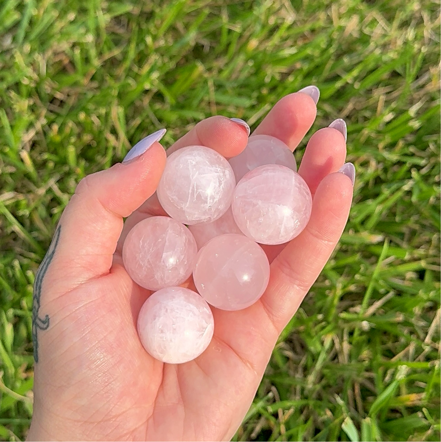 High-Quality Rose Quartz Crystal Spheres (LOVELOVELOVE) 20-30g 1”