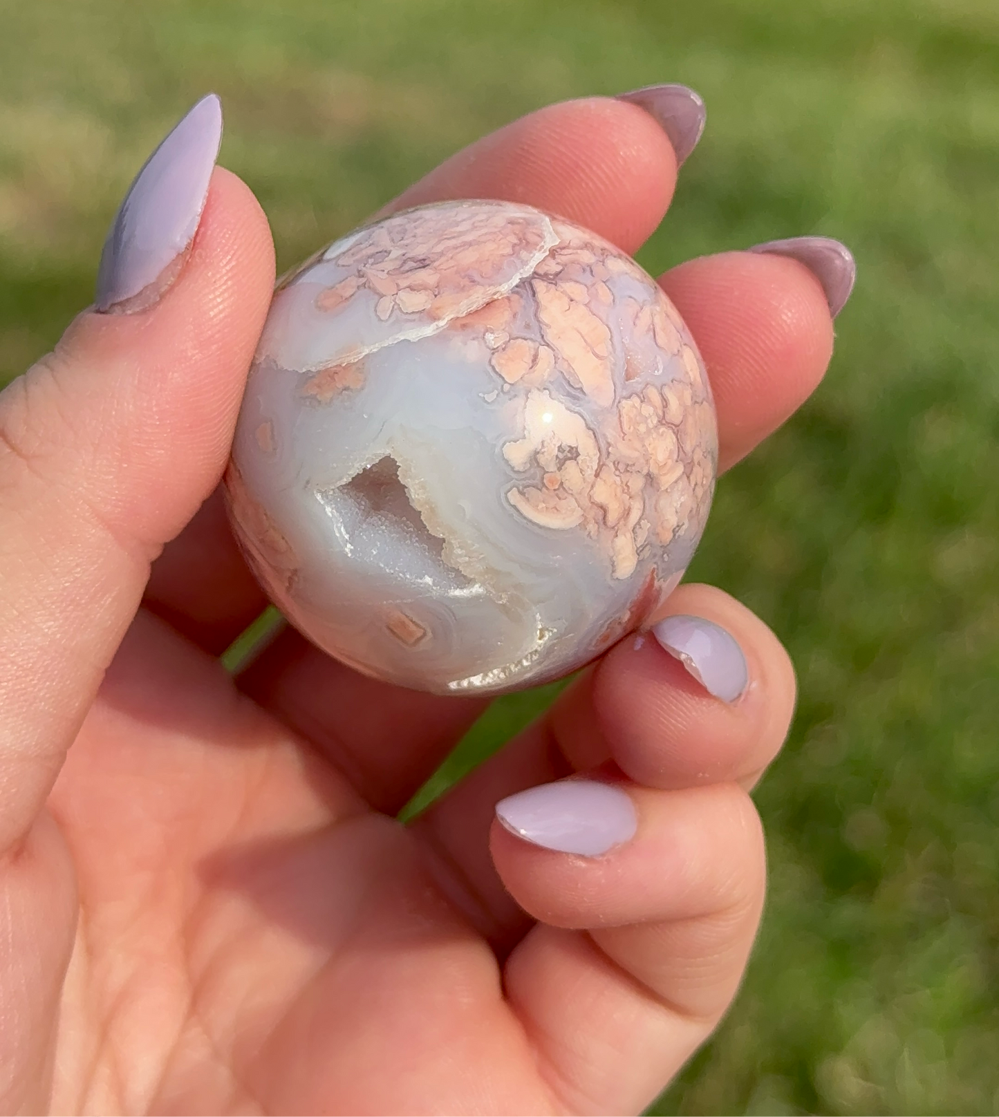 Pink Agate Sphere (unconditional love) (F) 77g