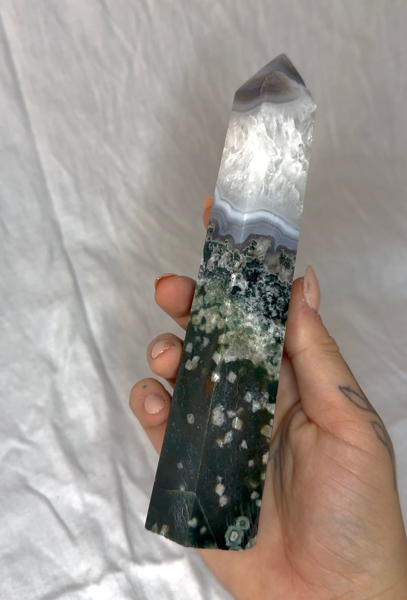 Moss Agate Tower (E) Large