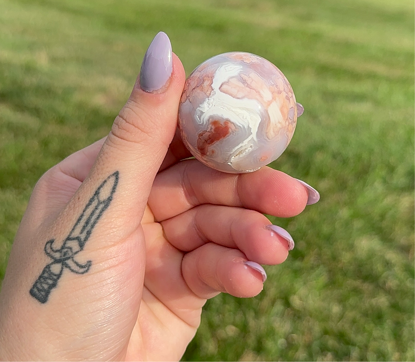 Pink Agate Sphere (unconditional love) (F) 77g