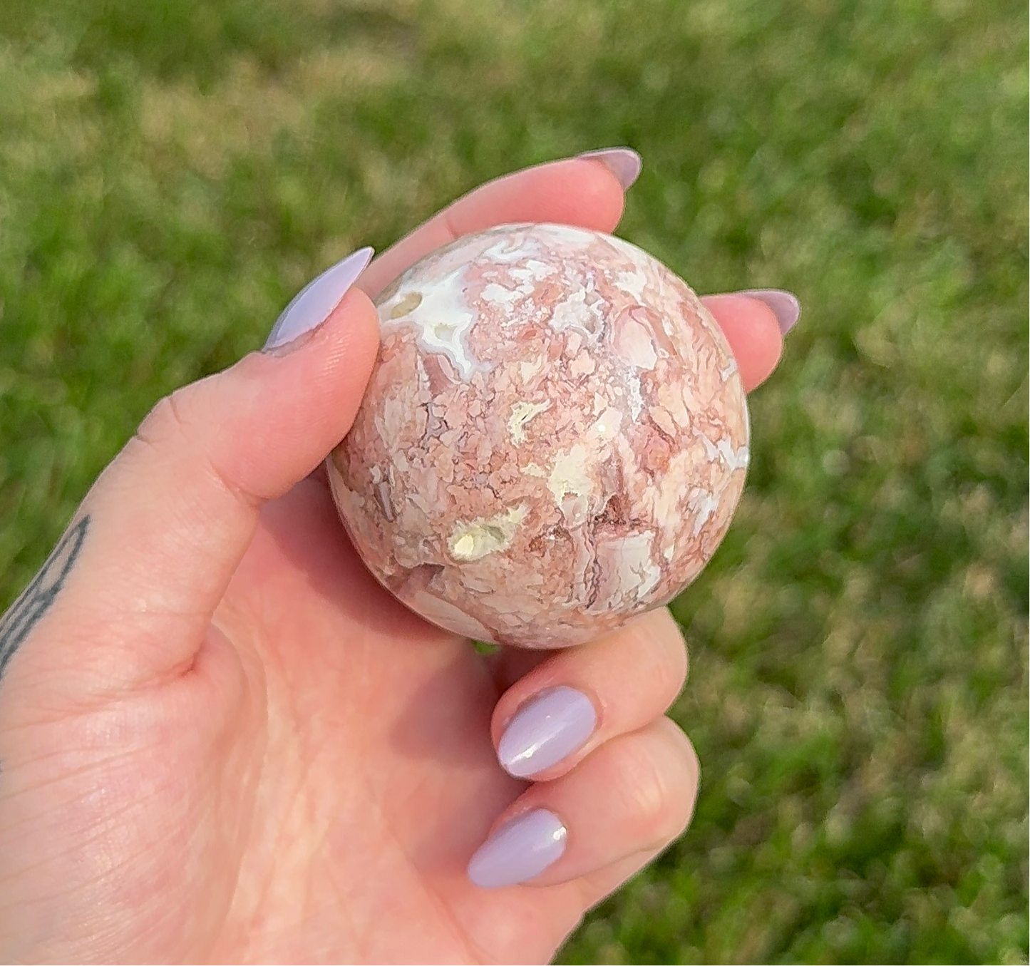 Pink Agate Sphere (unconditional love) (D) 221g