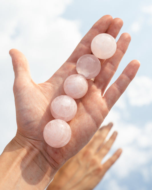 High-Quality Rose Quartz Crystal Spheres (LOVELOVELOVE) 20-30g 1”