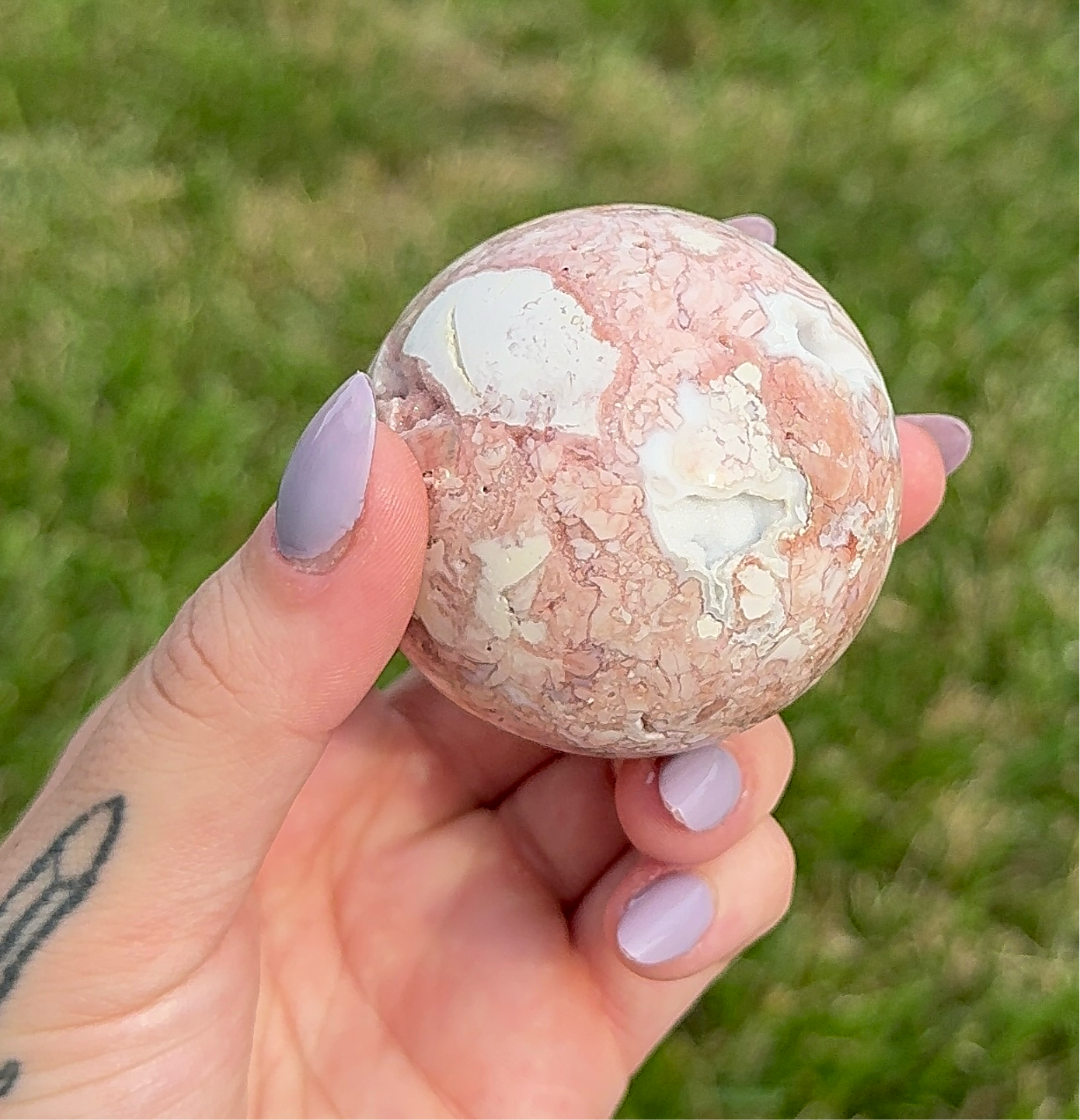 Pink Agate Sphere (unconditional love) (D) 221g