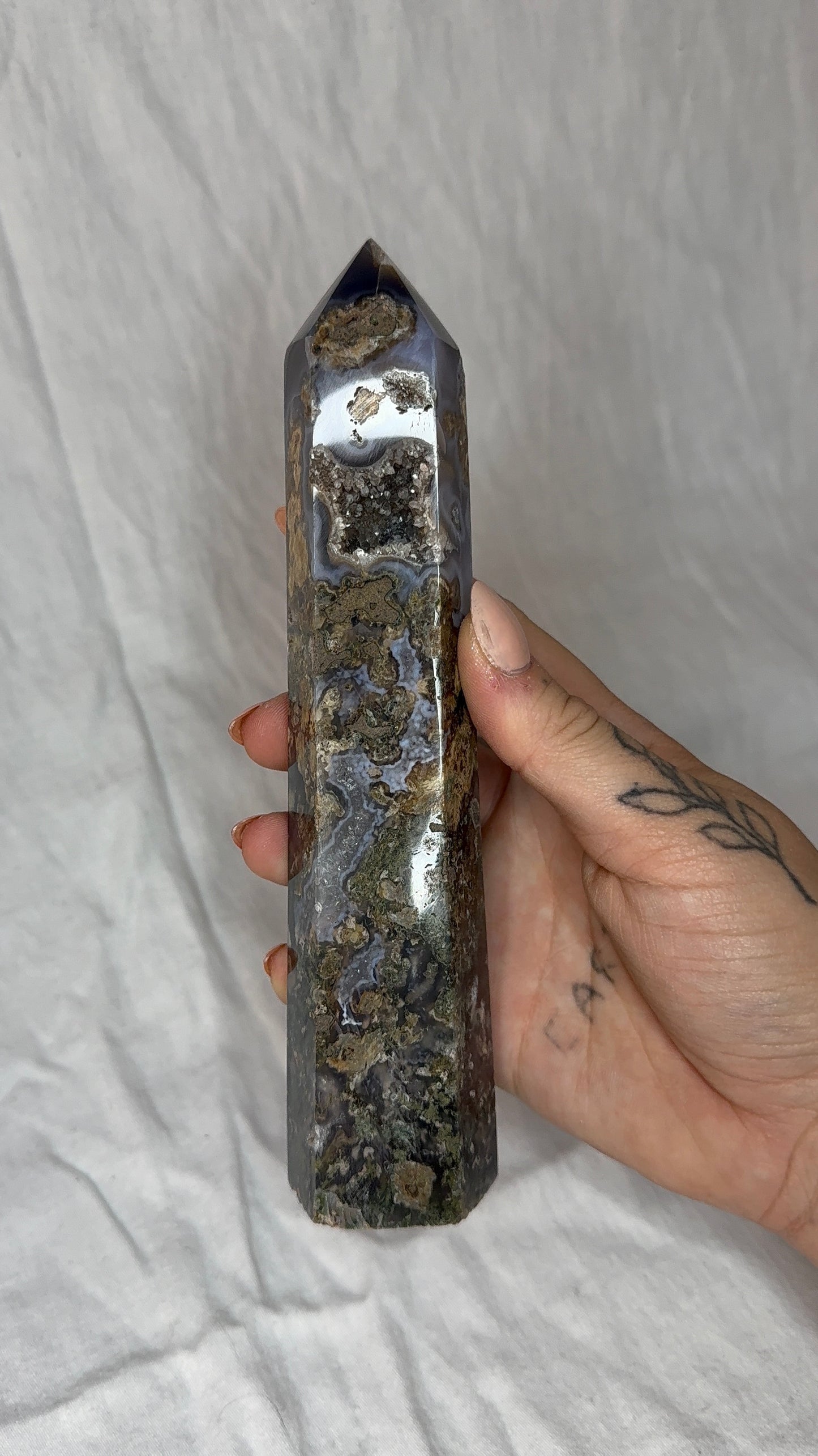 Moss Agate Tower (D) Large