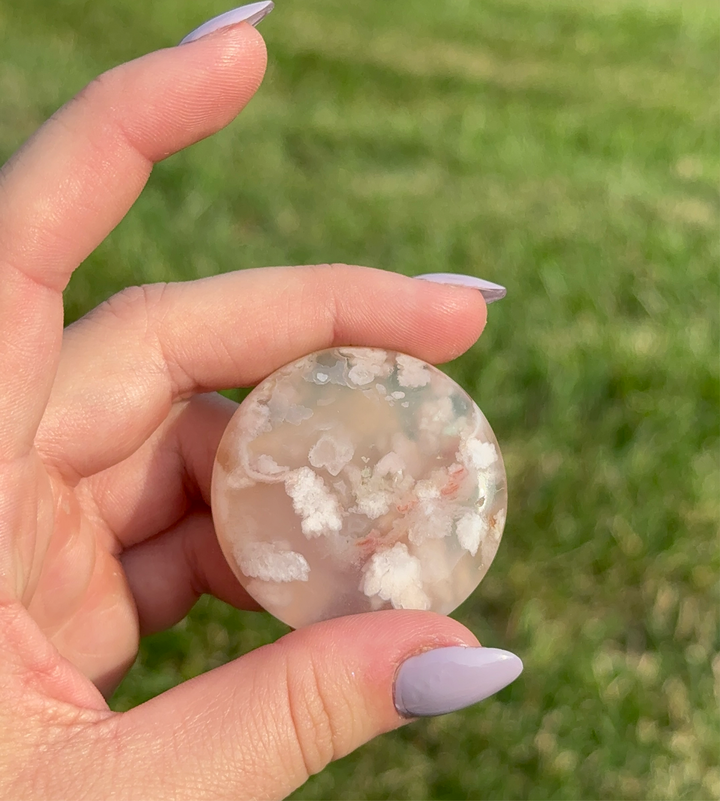 Flower Agate Round Palm Stone (powerful transformation) (G) 26g