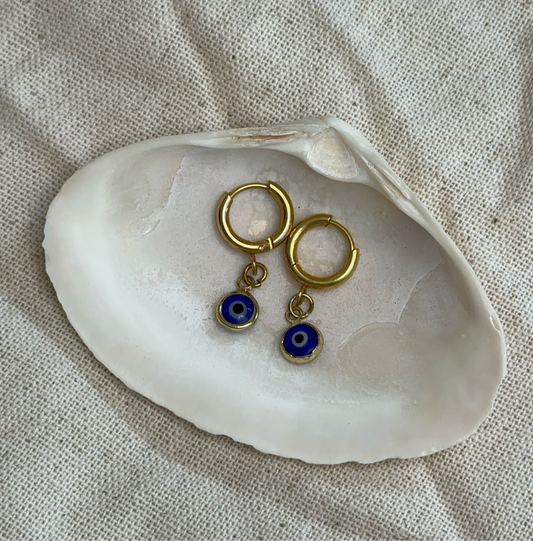 Mini Evil Eye Protection Huggie Earrings