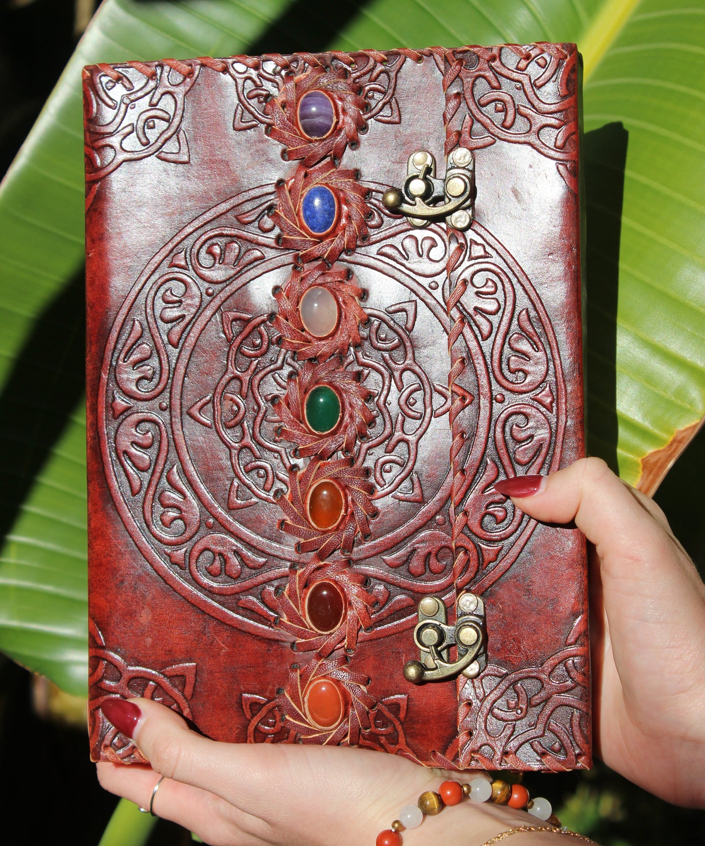 Handmade 7 Chakra Leather Journal 10x7