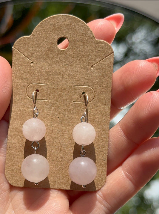 Rose Quartz Sterling Silver Earings